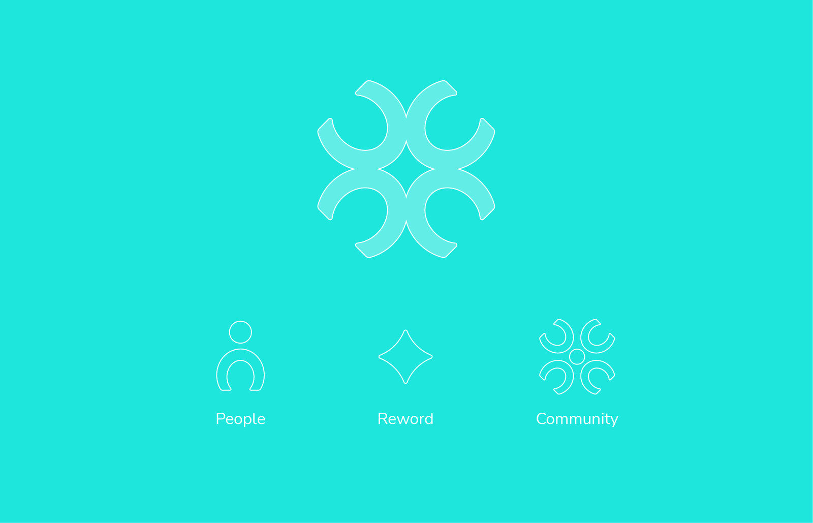 logo design concept that represents three elements: people, reword (diamond), and community