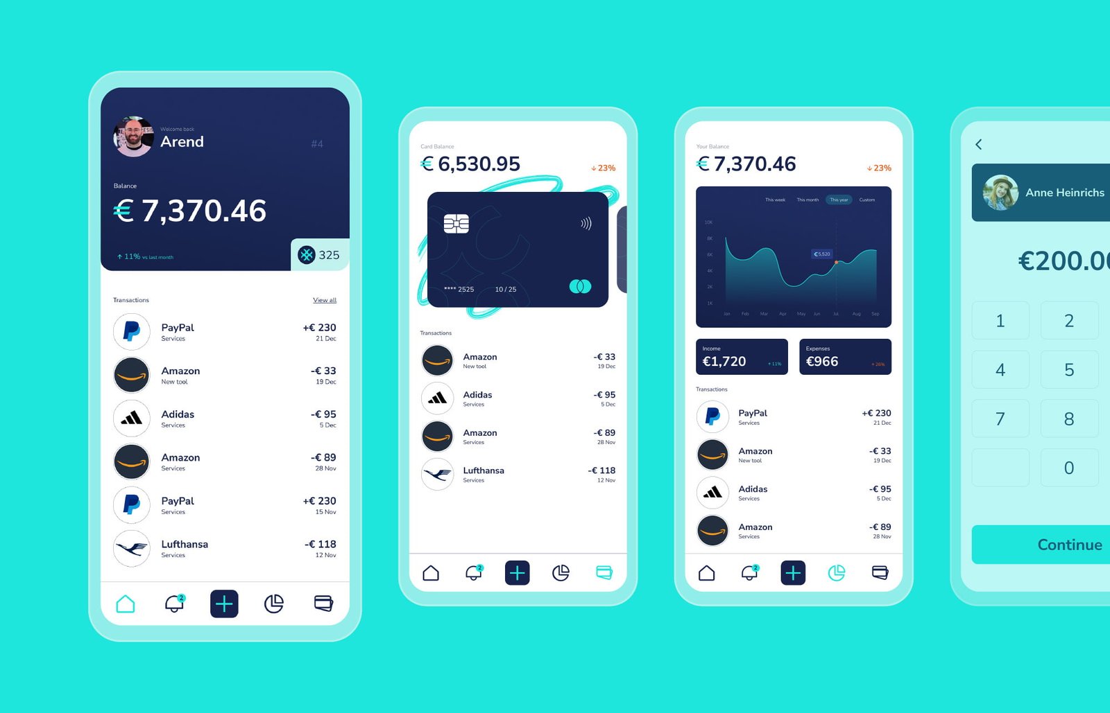 App ui design for a banking app