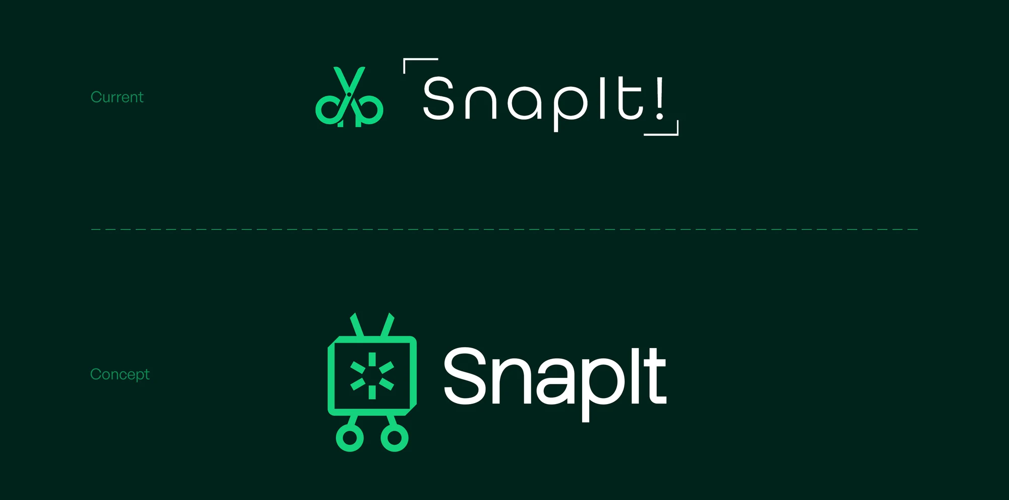 Snapit logo before and after the redesign