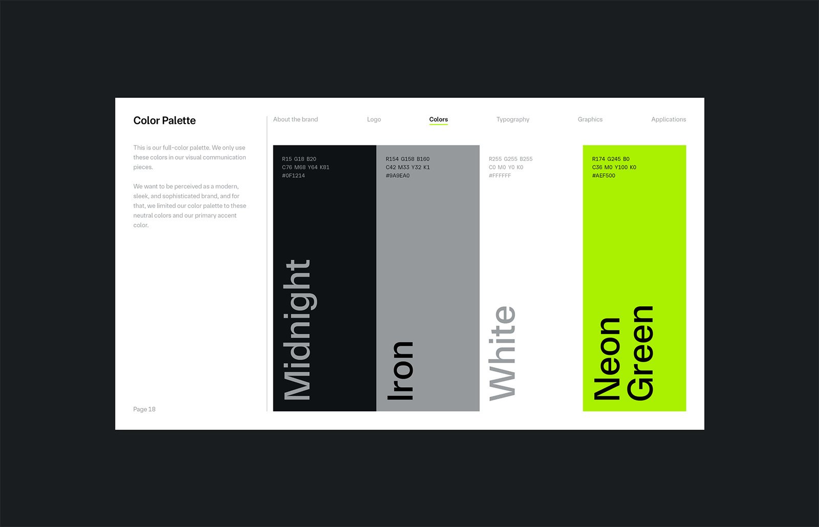 Overtonez Brand Guidelines Template Primary Color Palette Page