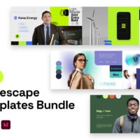 Stylescape Templates Bundle cover, showcasing a collection of modern visual mood boards for brand identity projects, compatible with Adobe Illustrator, Photoshop, and InDesign.