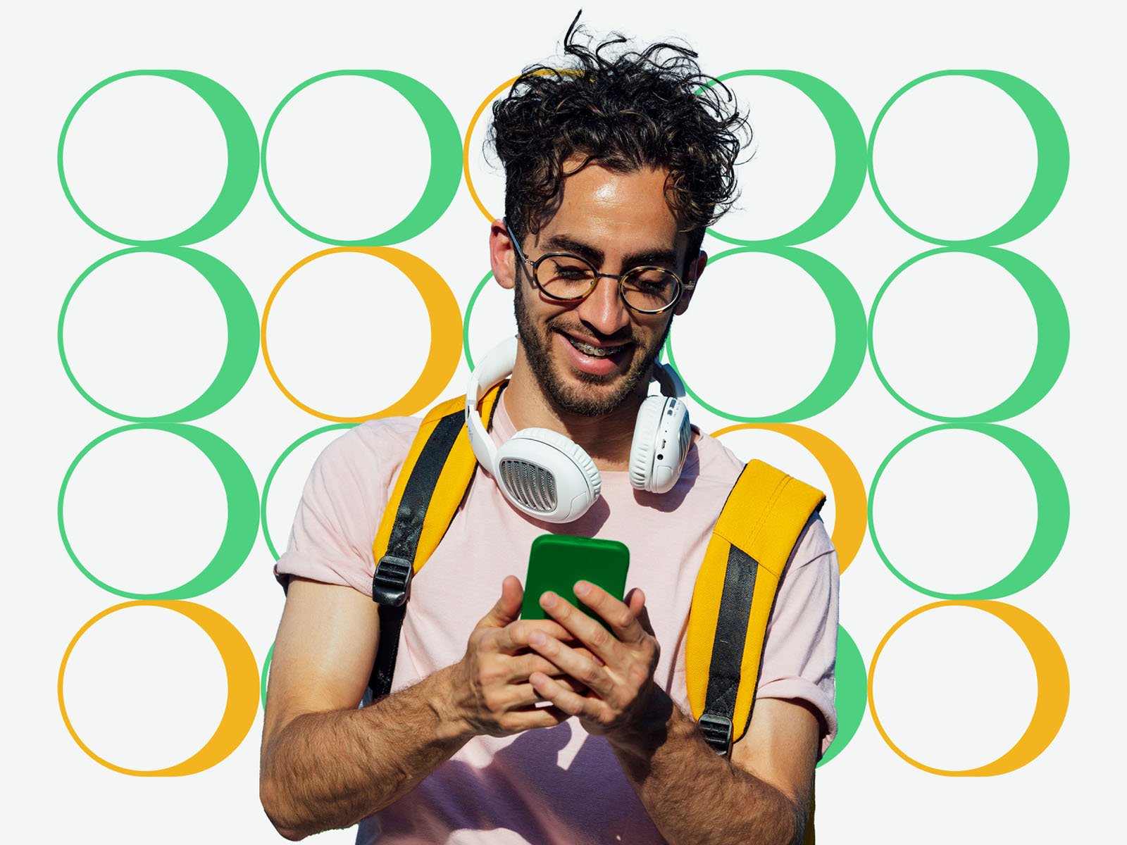 Doyuni mobile app identity image featuring a man using the app