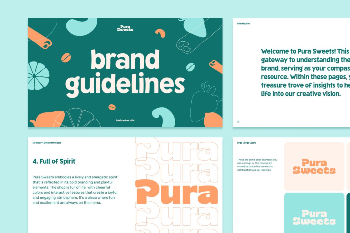 Pura Brand Guidelines Template pages presentation