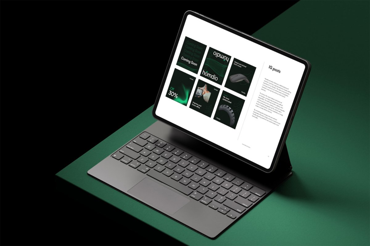 Brand guidelines page on a small laptop screen