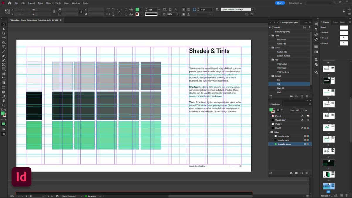 Brand guidelines template in InDesign